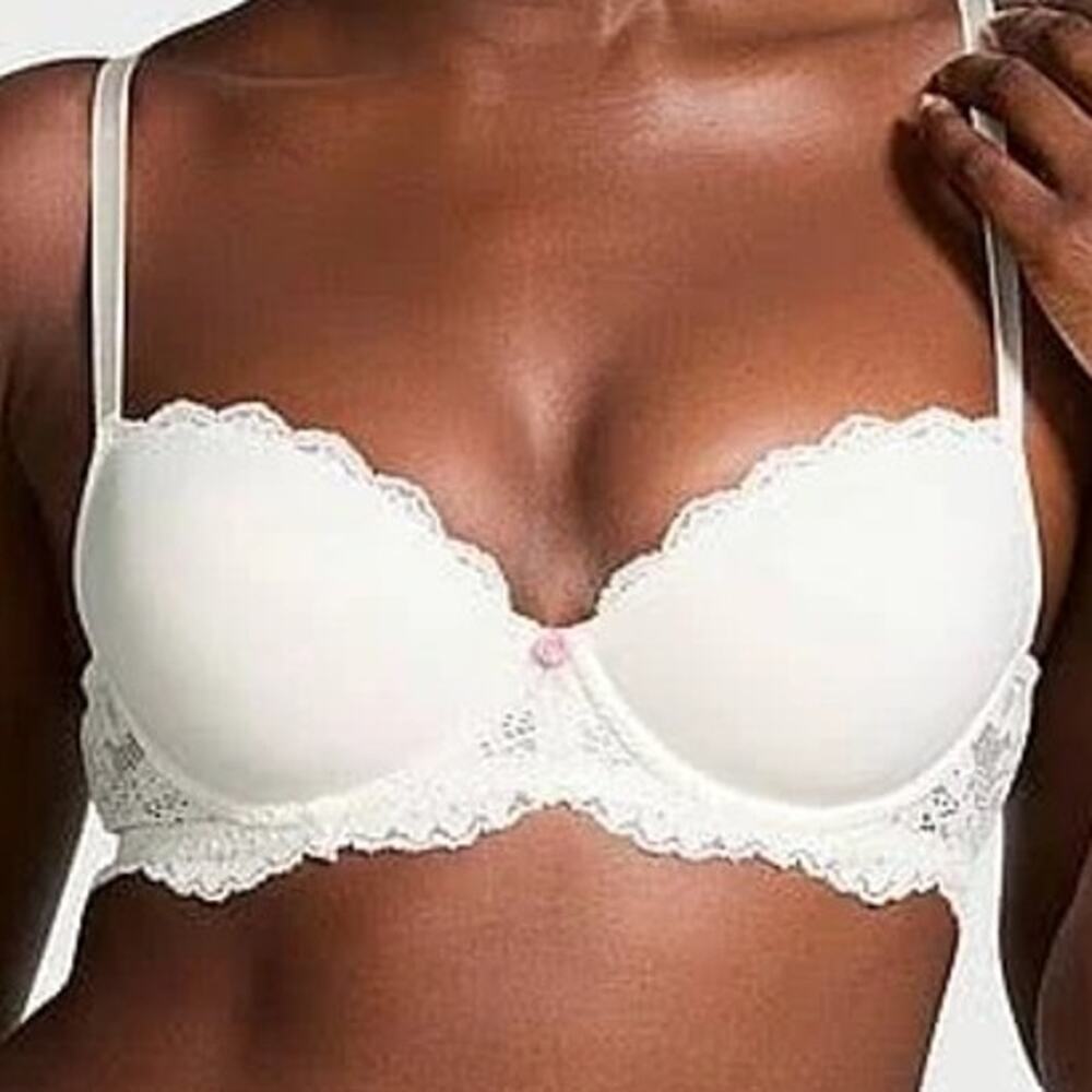 NWT Victoria's Secret 34DDD Dream Angels White Padded Lace Demi Bra
